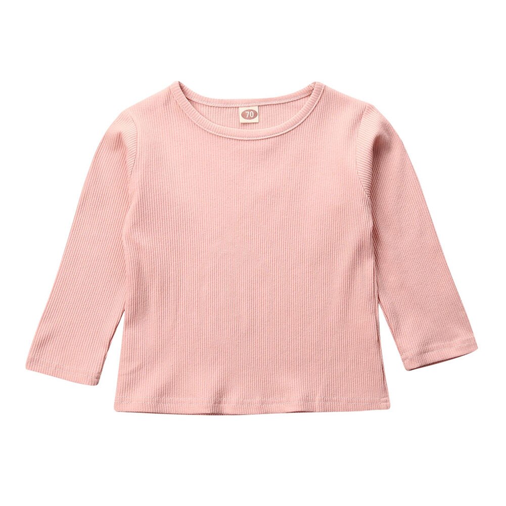 Herfst Winter Peuter Kids Jongens Meisjes Gebreide T-shirts Tops Lange Mouw T-shirt Trui Truien Kinderkleding: Roze / 3M