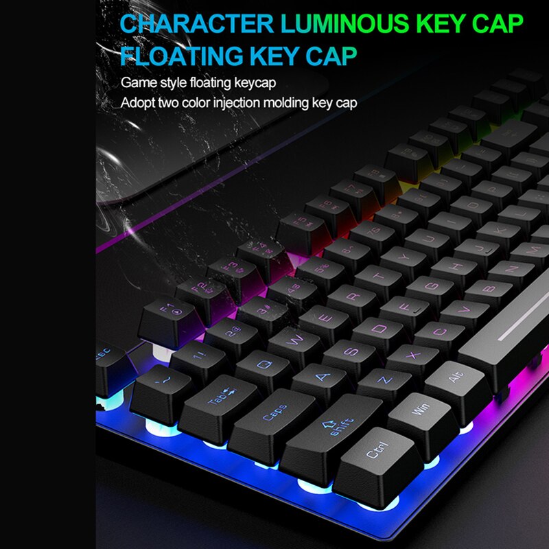 Wireless Keyboard and Mouse Kit 87 Keys Mechanical Feeling Gaming Keyboard Rechargeable LED Backlit 2.4G Mouse 2400dpi PC