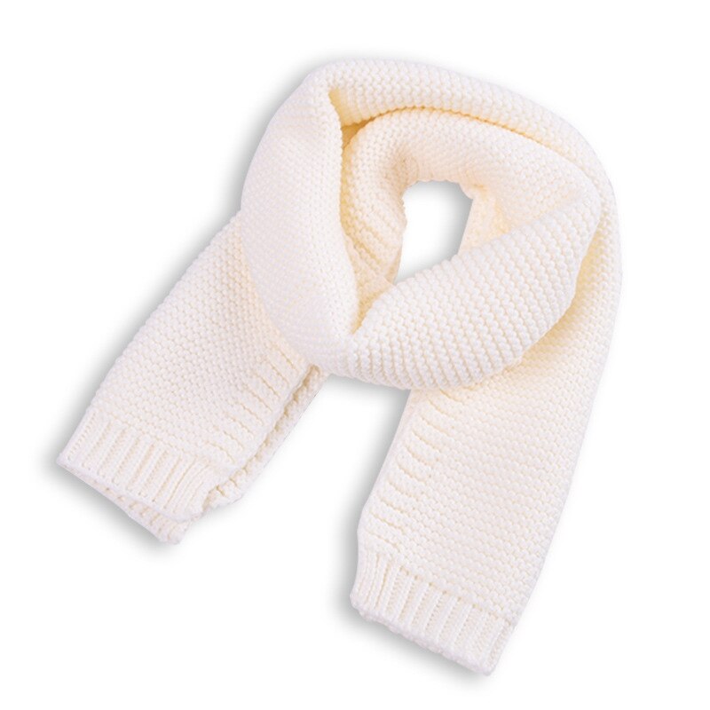Bufanda de algodón de 120cm para bebé, pañuelo de punto para niño y niña, bufanda cálida para invierno, suave: Blanco