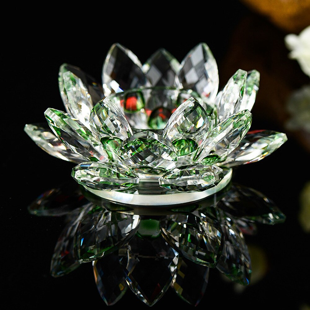 Colorful Crystal Lotus Candle Hold Glass Flower Candle Light Holder Candlestick Home Decoration Buddhist Candlestick 1