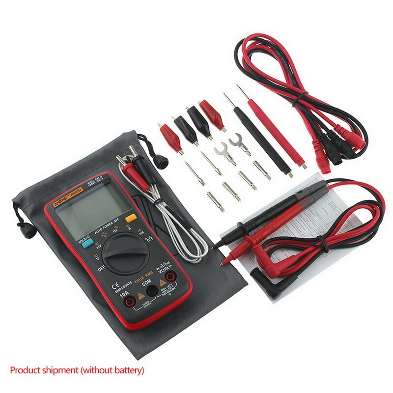 An8002 digital multimeter ac/dc spændingsmåler håndholdt multitester professionel spændingsstrøm modstand kapacitans tester: Rød