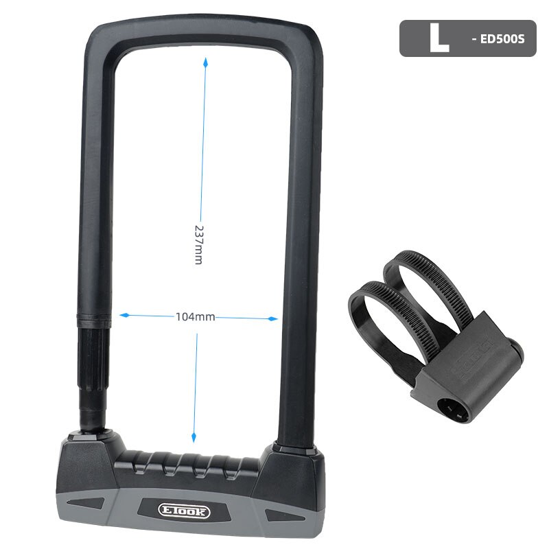 Etook Bicycle U-Lock W/ Mount Bracket Motorcycle E-Bike U-shaped Lock Safety Device Cut Resistant S L Multi Colors: Gray L