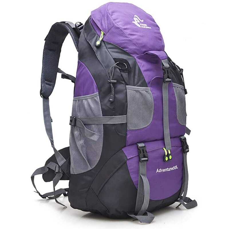 50L Waterproof Ultra Lightweight Hiking Backpack Men Mountain Bags Unisex Outdoor Sport Daypack Travel Climbing Fishing Backpack: Purple