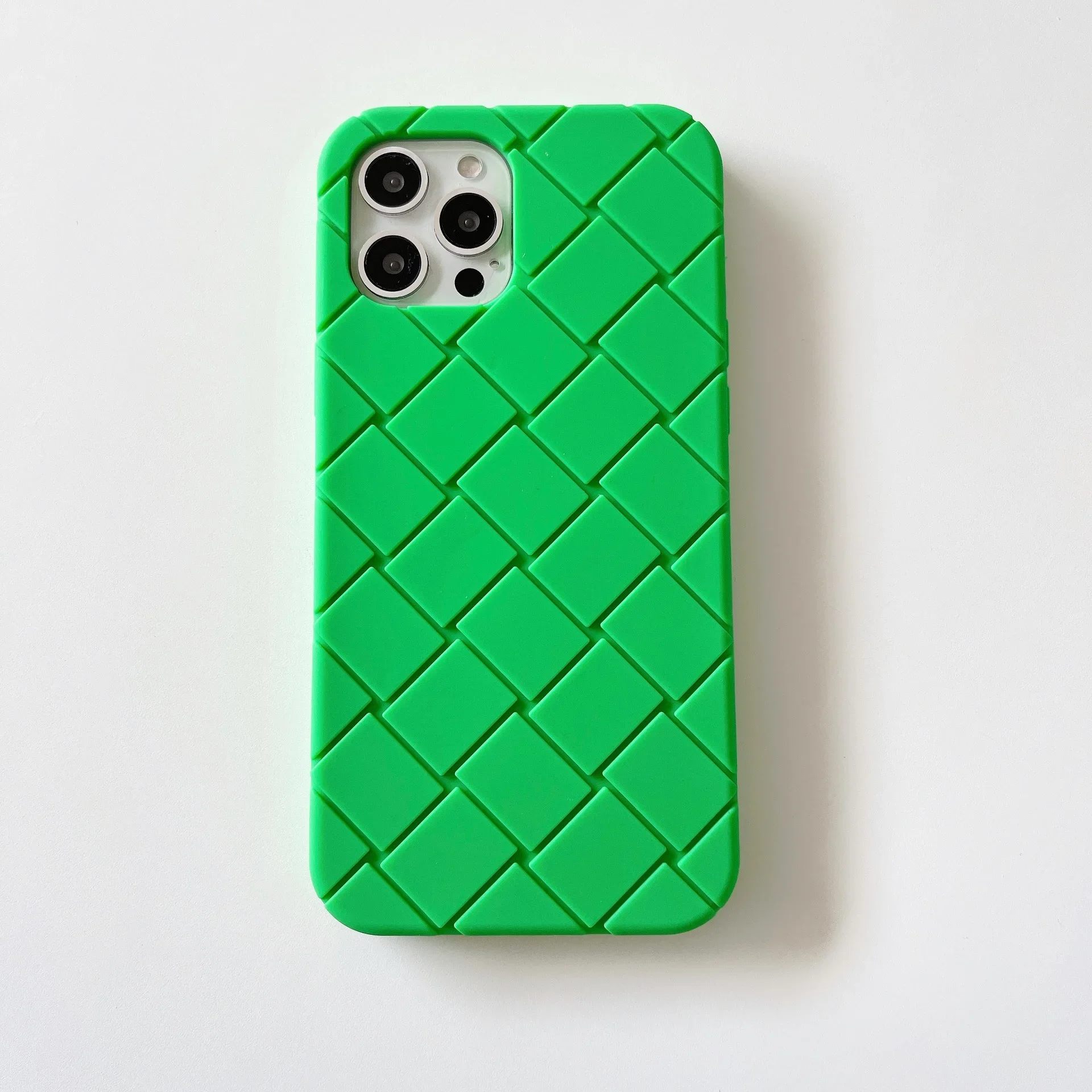 Luxe Geweven Patroon Tpu Telefoon Case voor iPhone 15 14 13 12 11 Pro Max Zachte Siliconen Rubber Achterkant voor iPhone 15 14 Vrouwelijke: Polyester / green