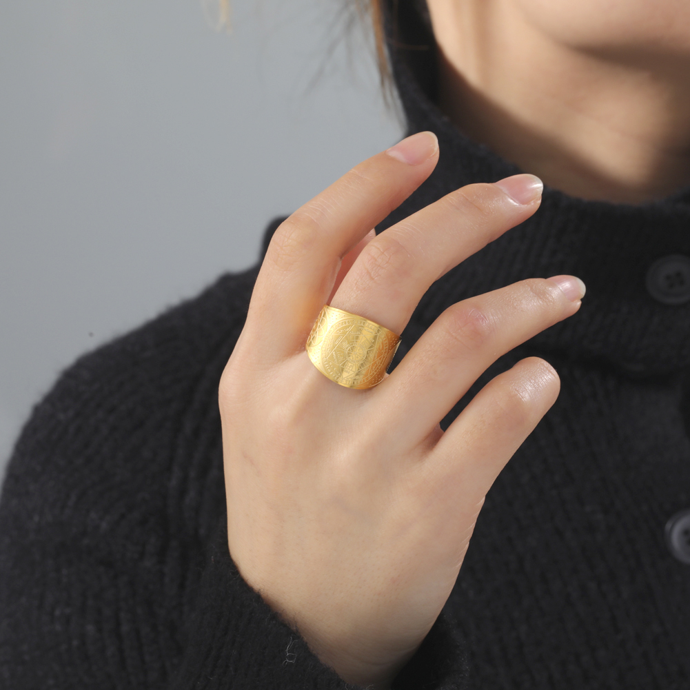 Dawapara Sigillo dei Sette Arcangeli Segreto dell'Universo Anello in Acciaio Inossidabile Salomone Kabbalah Amuleto di Protezione Talismano