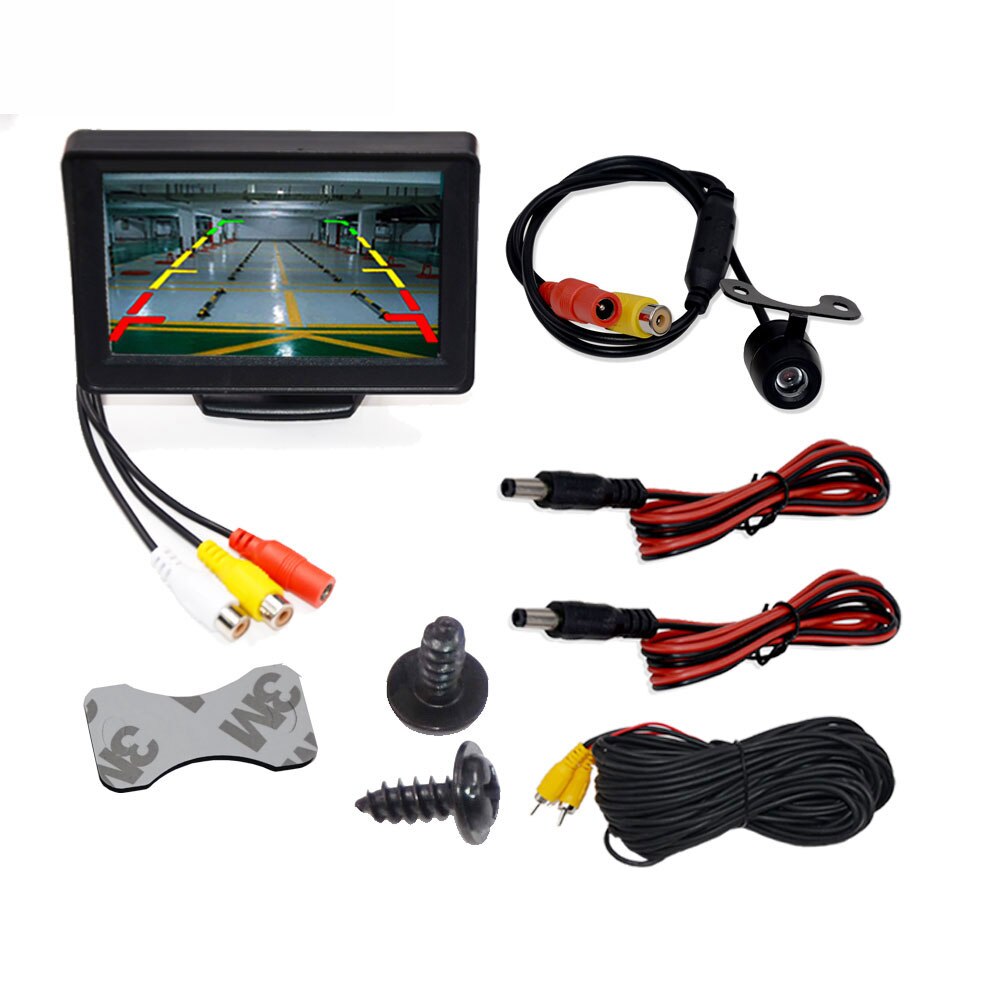 BYNCG 4,3 &quot;Auto Rückspiegel Monitor Auto Parkplatz System + LED Nachtsicht Sicherung umkehren Kamera CCD Auto Hinten Aussicht Kamera: Gelb