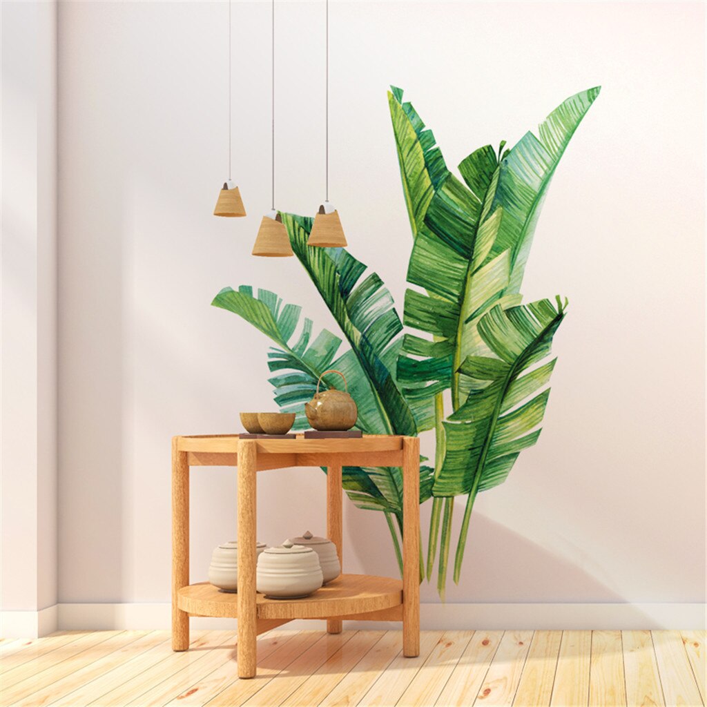 Nordic Green Plant Wall Stickers Home Decor Living Room Tropical Rainforest Palm Leaves Decal Wall Mural Children Room Wallpaper