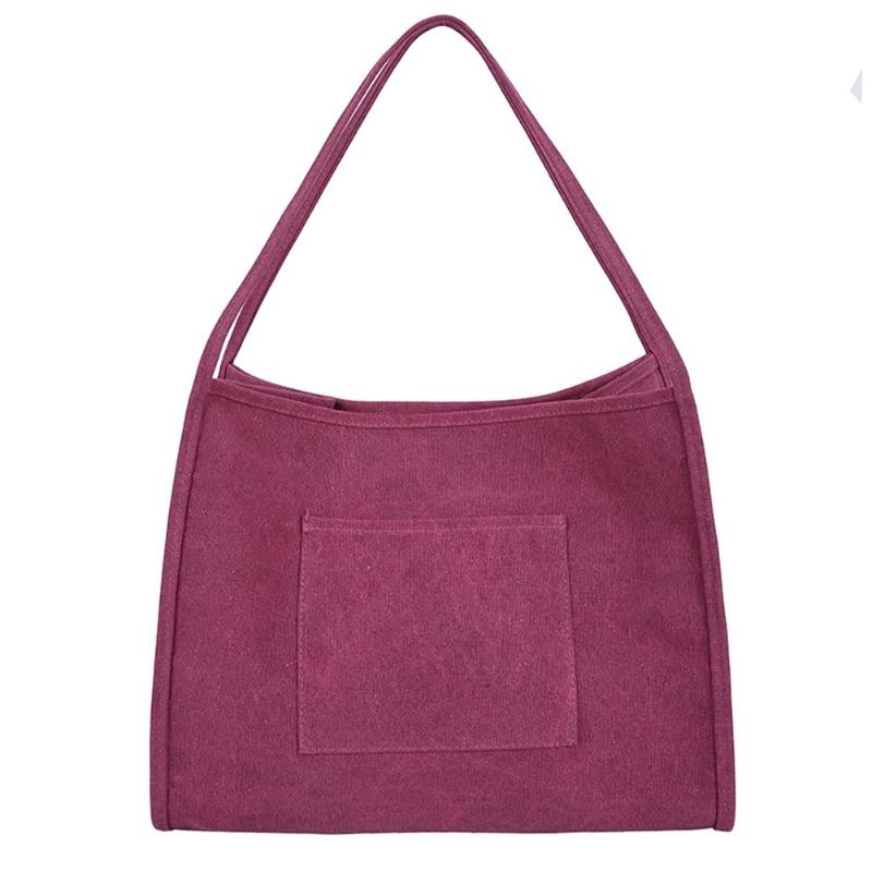 Mode Dames Effen Kleur Schouder Handtassen Zomer Strand Vrouwen Grote Capaciteit Top-Handvat Tassen Casual Canvas Shopping Totes