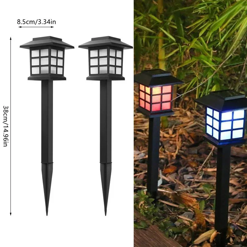 2 stks Solar Huis Vorm Buitenlamp LED voor Tuin Landschap Pathway Yard Patio Oprit Loopbrug Pasen Verlichting: ROSE