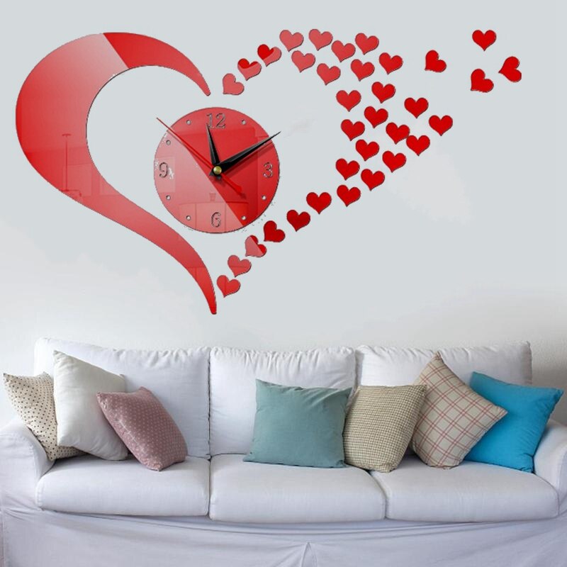 Grande horloge murale 3D auto-adhésive, aiguille à Quartz, moderne, miroir acrylique, autocollants muraux, décoration de maison, salon, DIY bricolage