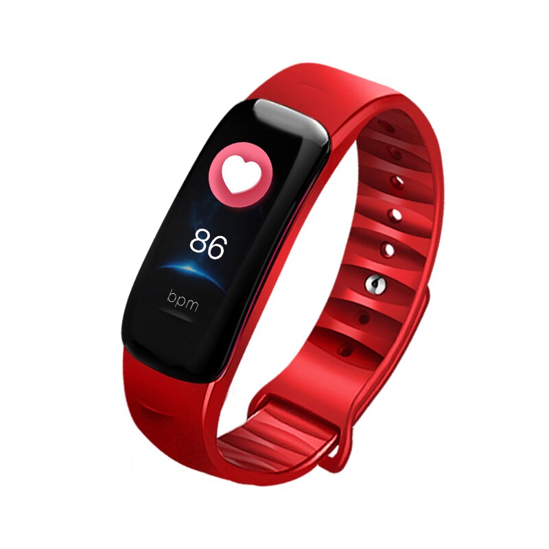 Reloj inteligente ultradelgado minimalista para hombre y mujer, pulsera totalmente táctil, rastreador de Fitness y presión arterial,: Rojo