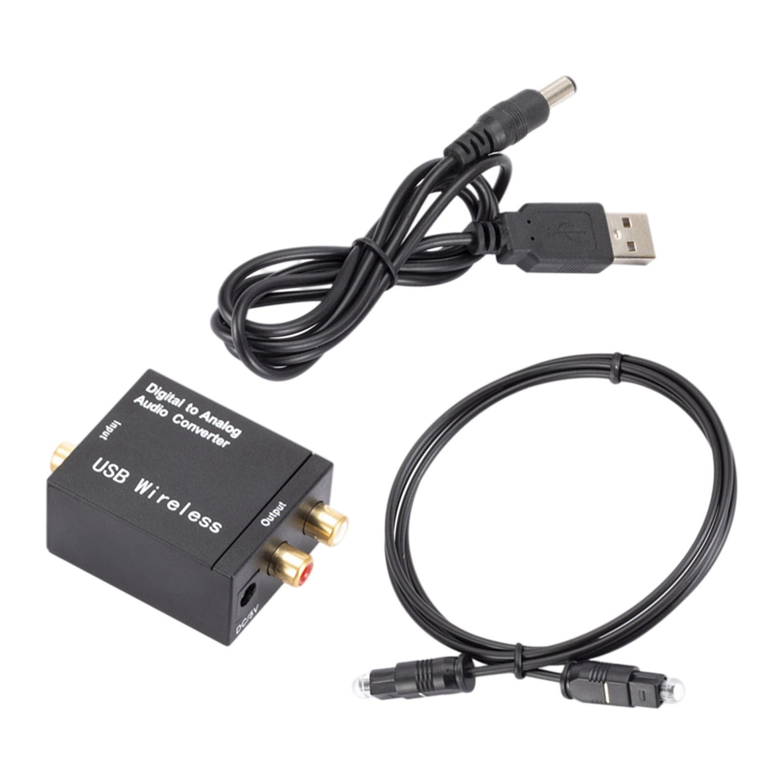 Digital to Analog Audio Converter Optical Coax Coaxial Toslink to Analog 5V DC Receiver for TV W/ Coaxial Cable W/ Optical Cable