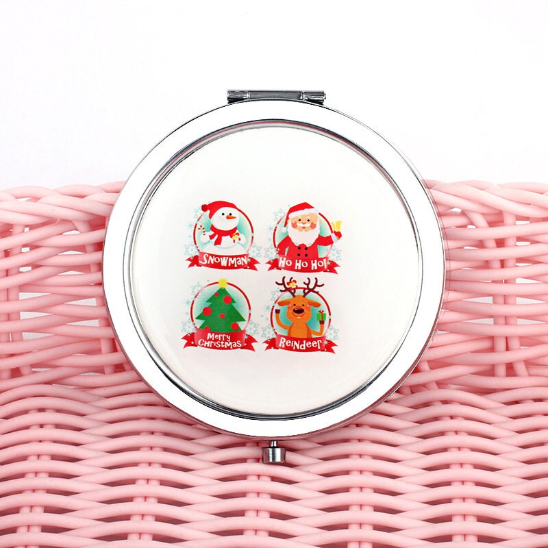 Mini tosidet spejllomme rundt spejl bærbart rensdyr flamingo spejl forfængelighedsspejl vintage makeup værktøj rejsetilbehør: 10