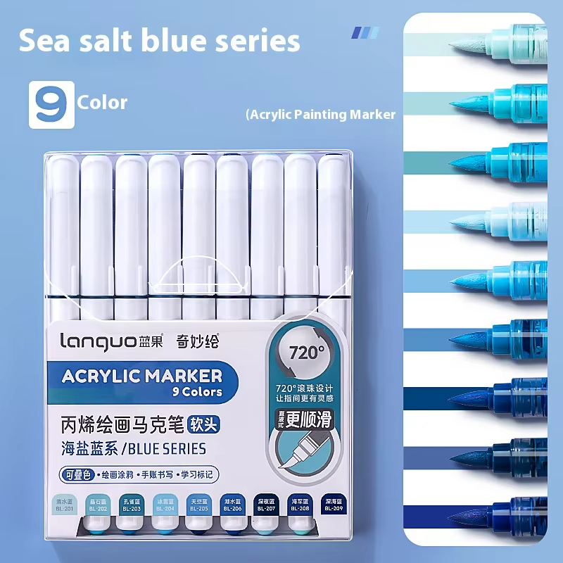 Ensemble de marqueurs en acrylique Languo pour documents empilables, stylos à encre à contrôle intelligent, fournitures d'art, ensemble de pinceaux pour étudiants