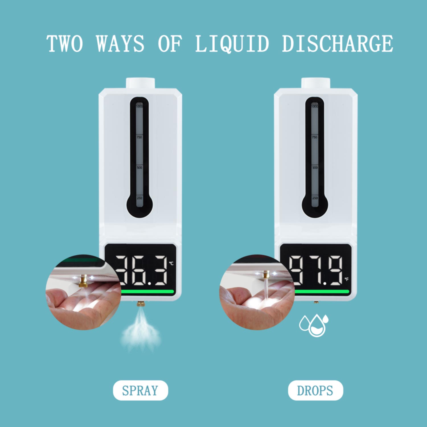 Q7MAX Automatic Liquid Soap Dispenser Smart Sensor Digital Non-Contact Infrared Thermometer Hands Washing Free Sanitizer Machine