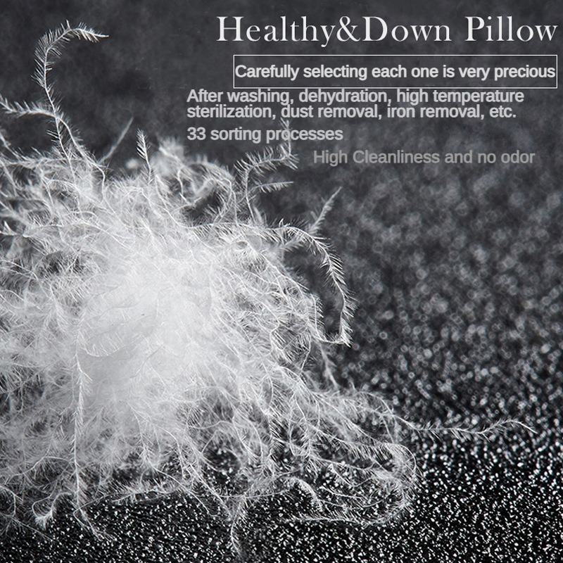 Almohada de plumón de ganso 95%, funda de almohada de algodón blanco, funda de almohada rectangular para dormitorio, almohada de Hotel de 5 estrellas, almohadas bajas y medianas para dormir