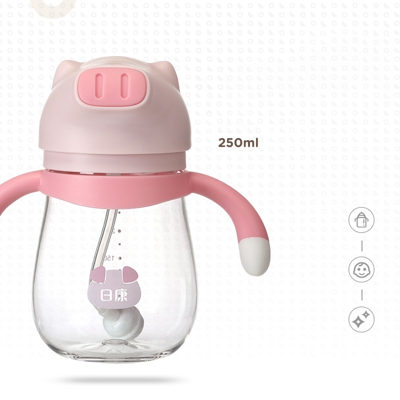 Rikang 250ml vannflaske sippy kopp låve gobelet matevann flaske baby kopp med halm dyr til låve