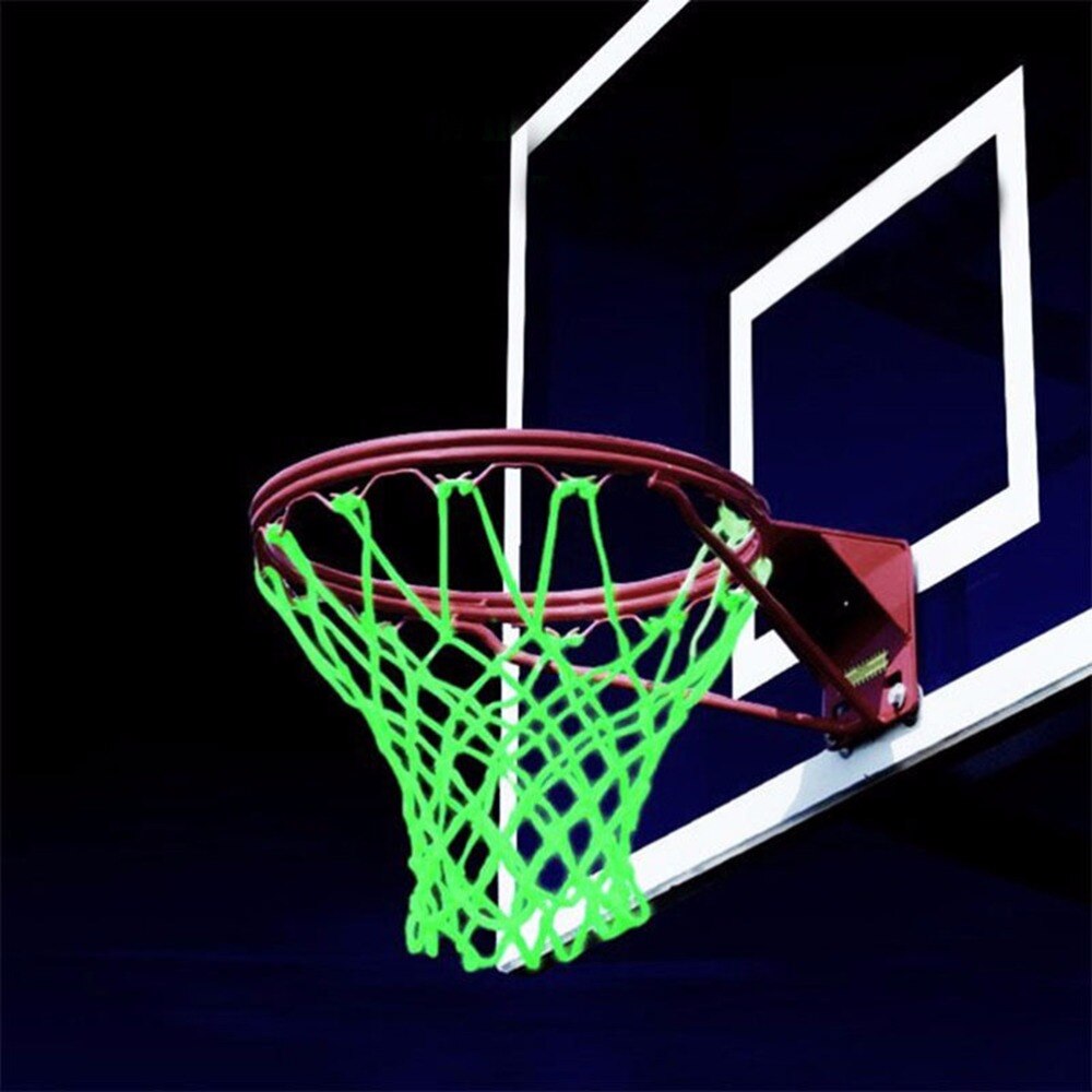 1PC Green Luminous Basketball Net Nylon Standard Basketball Hoop Net Backboard Rim Ball Mesh Glowing Light Shooting Training