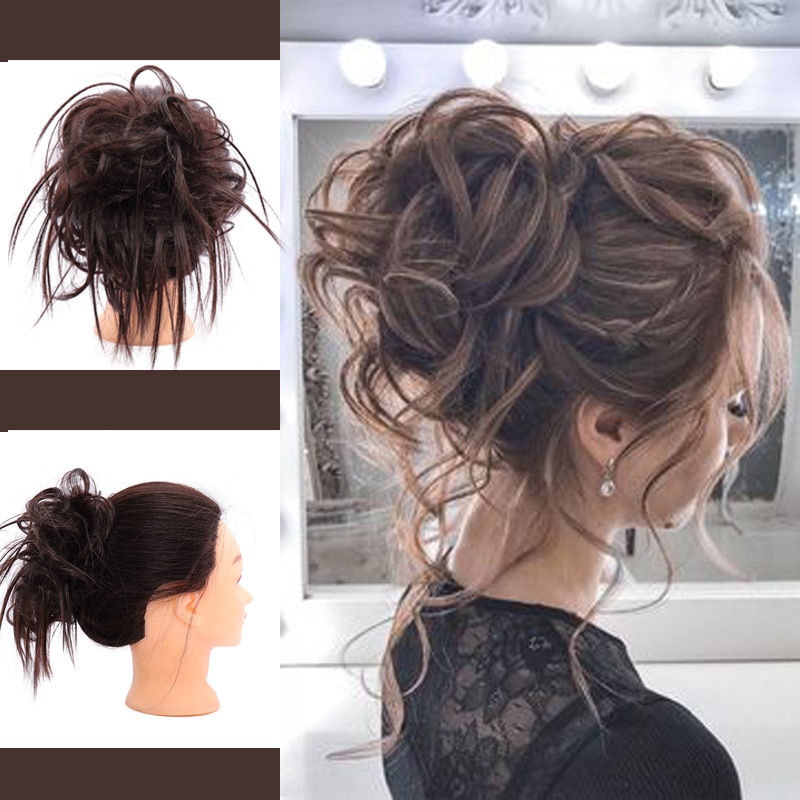 XUANGUANG-Chignon à Donut synthétique élastique | Chignon de coiffure Scrunchie décoiffé, chignon de coiffure de neuf couleurs pour choots