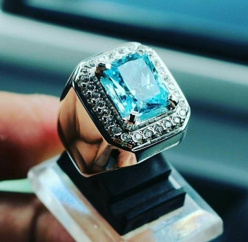 exquisit Meer Blau Zirkon männer, Verlobung, Hochzeit Ring Schmuck