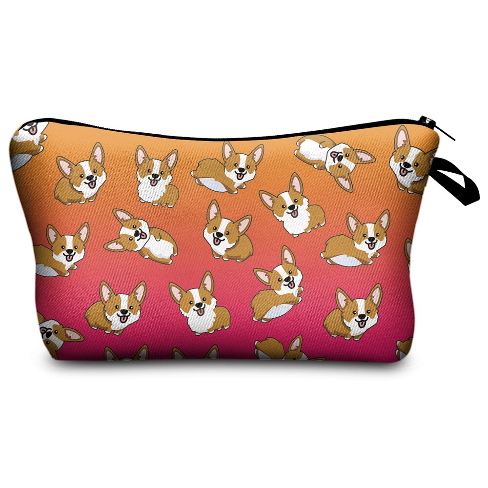 Who Cares Make Tassen Vrouwen Cosmetische Tas oiletry tas Corgi orange ombre afdrukken Cosmetica Pouchs Voor Reizen Make up tas