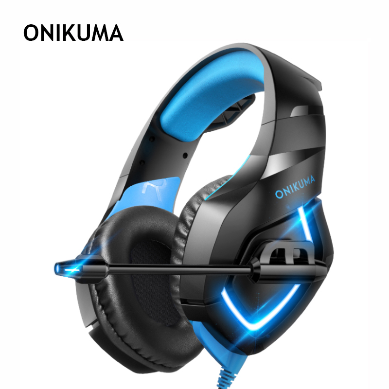 ONIKUMA k1-b zestaw słuchawkowy Stereo do gier przewodowe słuchawki gamingowe do laptopa Mac PC PS4 Xbox One Nintendo z mikrofonem LED Lights