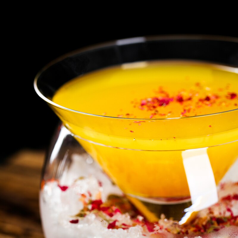 Røykfylt cocktail kopp sett kjegle + sfæriske ball glass bar hjemmefest trekantet er martini glass molekylær gastronomi beholder