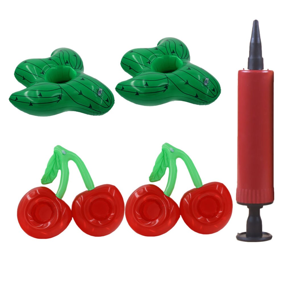 5Pcs Twee Mond Opblaasbare Cherry Vorm Onderzetters Cactus Vormige Drinken Bekerhouder Strand Drijvende Bekerhouder Zomer Party Gunsten S: Default Title