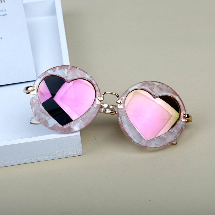 Kids Boy Girl Sunglasses Goggles Children Heart Shape Eyeglasses Kid UV Protection Reflective Mirror Colorful Sunglasses: 3