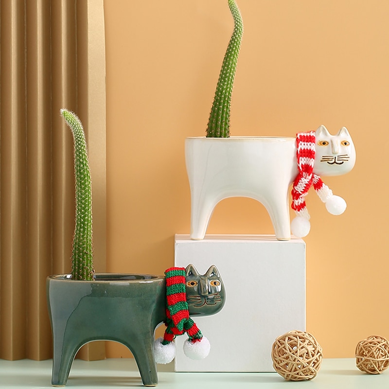 Leuke Kat Desktop Imitatie Van De Oude Kleine Bloempot Grappige Katten Desktop Art Decoratie Cactus Plant Potten