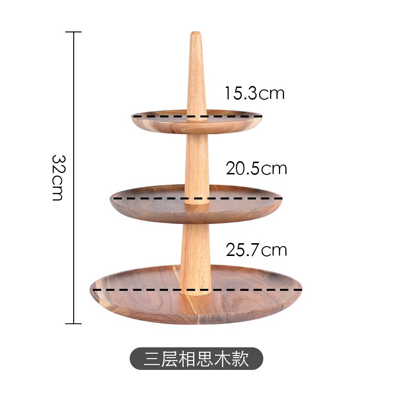 European-style Three-storey Plate Hotel Buffet Multi-layer Fruit Snack Snack Plate Solid Wood Fruit Shelf: Three Layers Acacia