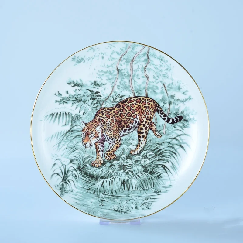 Juegos de platos de cocina, juego de tazas, cuenco, cuchara, platos de cena, taza, plato de postre, juegos de platos y platos de animales del bosque lluvioso: Marrón