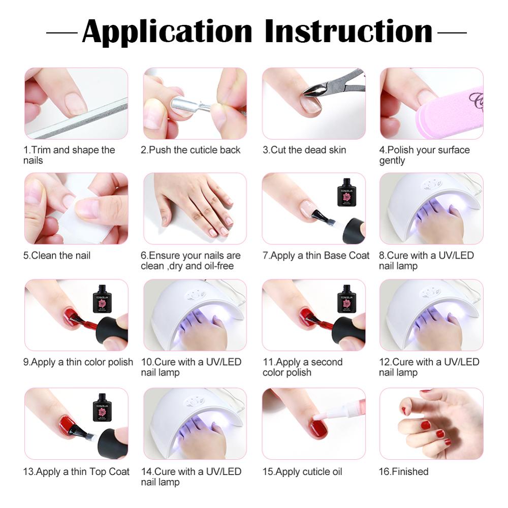 Coscelia neglesæt gel neglelak sæt med 36w uv led lampe 10/20 farver soak off manicure værktøj sæt negle kunst dekorationer