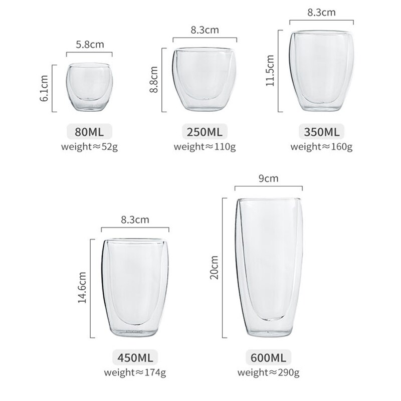 Transparante Glazen Beker Melk Whisky Thee Bier Dubbele Creatieve Hittebestendige Espresso Koffie Beker Cocktail Vodka Wijn Mok Drinkwar