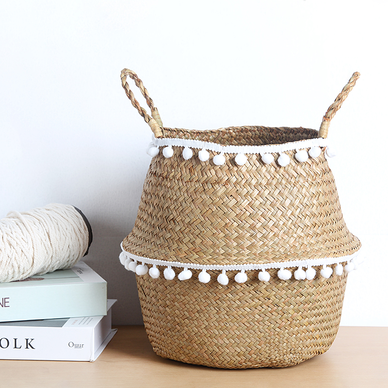 Nordisk macrame flet kurv panier osier cesta mimbre vasketøjsopbevaringskurve søgræs kurv
