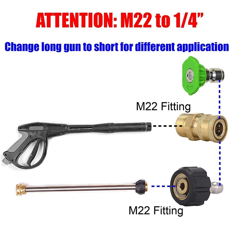 Gutter Cleaner Attachment for Pressure Washer, with 2 Rotary Turbo Nozzle,Pressure Washer Adapter Set