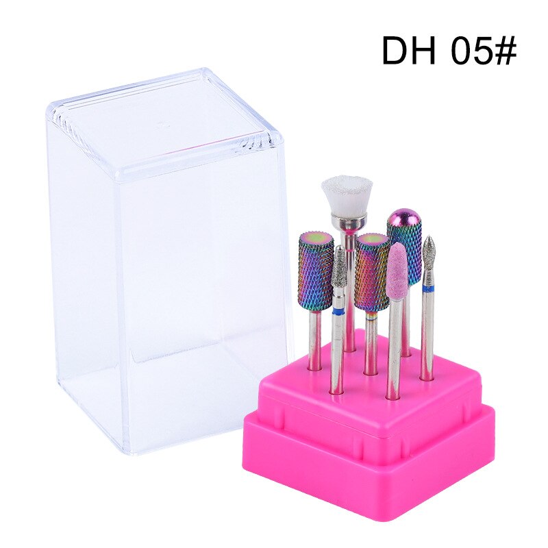 Juego de brocas para uñas, juego de brocas de cerámica con diamantes de 2,35mm para máquina de manicura, juego de brocas de cerámica para uñas, 7 Uds.: DH05