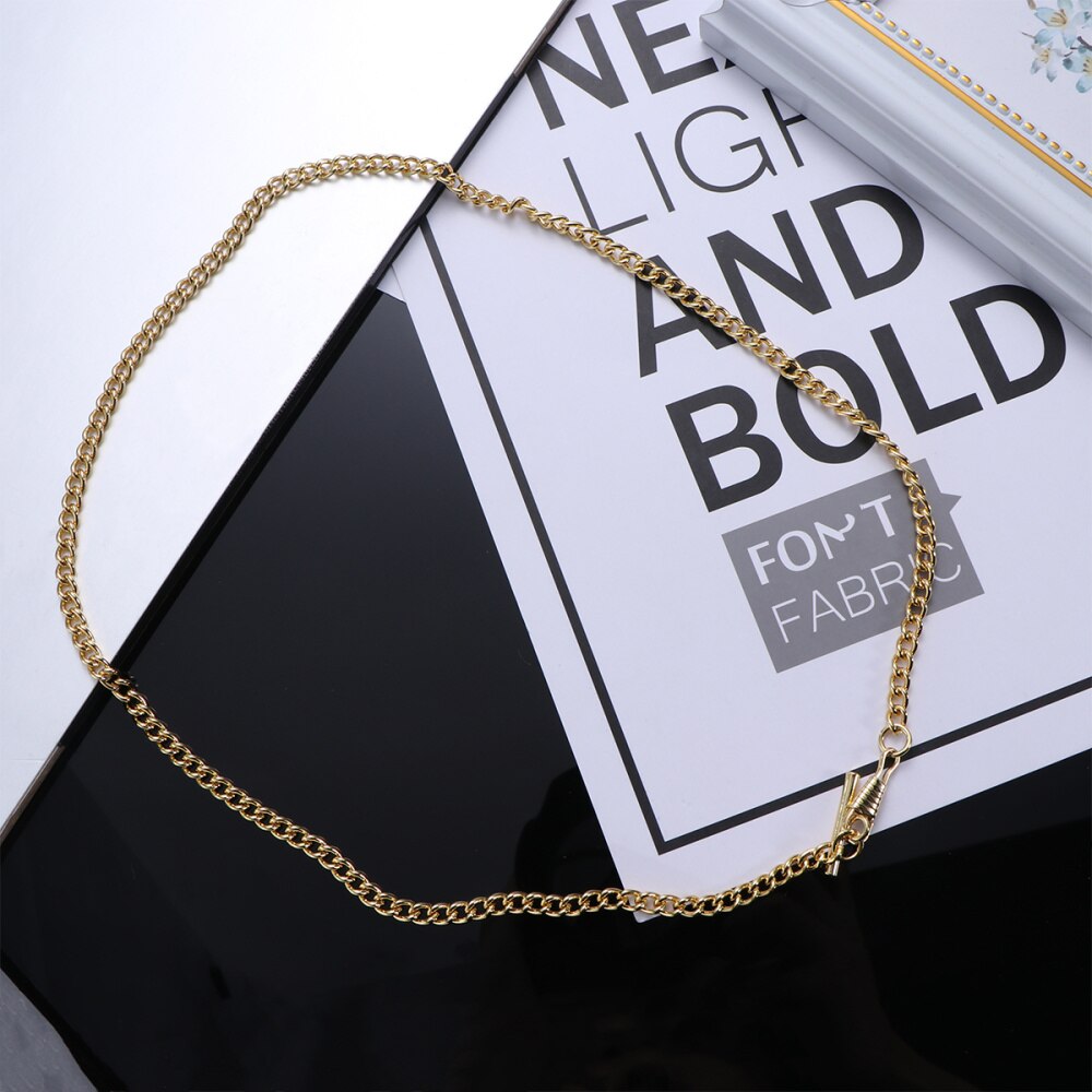 Classic Metal Plated Pocket Watch Chain Jean Belt Chain Watch Holder Decoration (Golden Total Length 65cm)