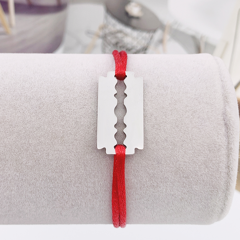 Stainless Steel Bracelet De Rasoir Blade Razor Bracelet With Black Red Rope Adjustable France Famous Brand Jewelry