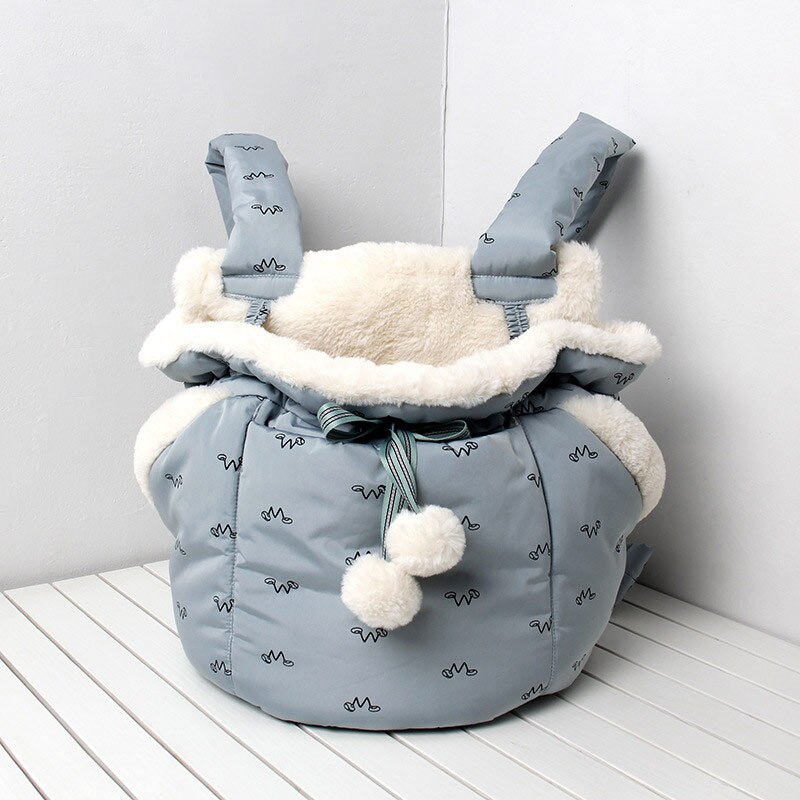 Kæledyrshundebærere rygsække fronthængende brystpakke halvlukket varm taske til udendørs chihuahua katte hvalpebærestrops taske: Blå taske