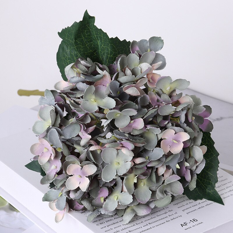 Artificial Silk Hydrangea Wedding Decoration Holding Flowers Single Hydrangea Flower Arrangement Accessories Diy Christmas Home: Gray