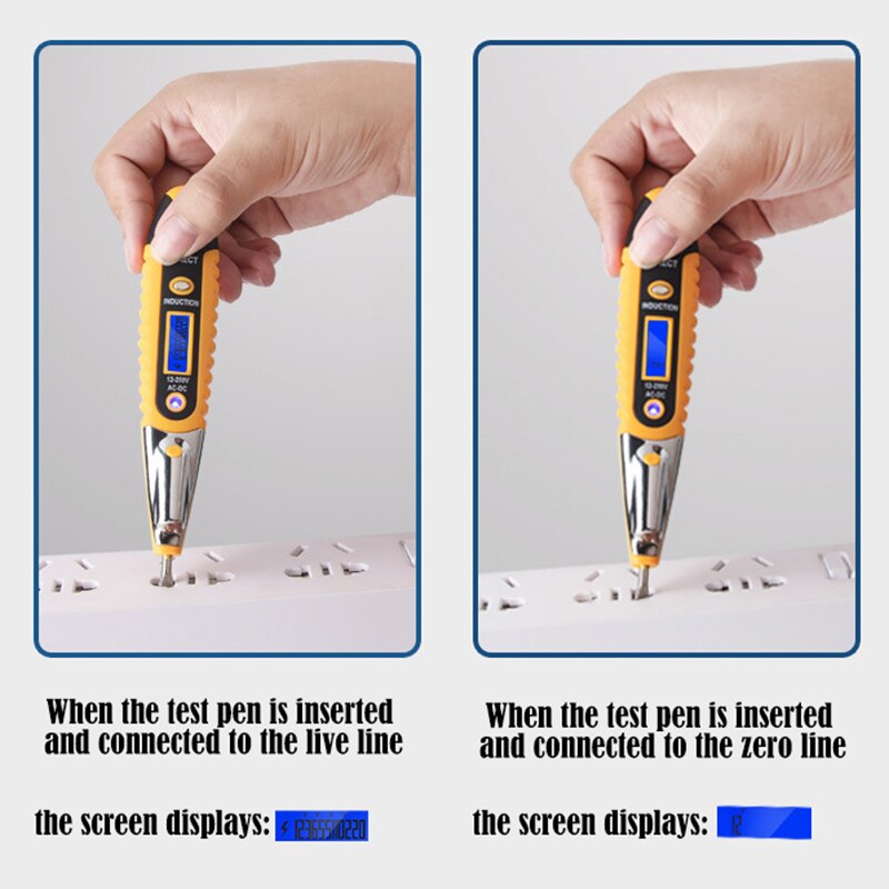 AC DC 12-250V Digital Test Pencil Non-contact Electric Tester Intelligent Induction Circuit Detection Electrician Tools