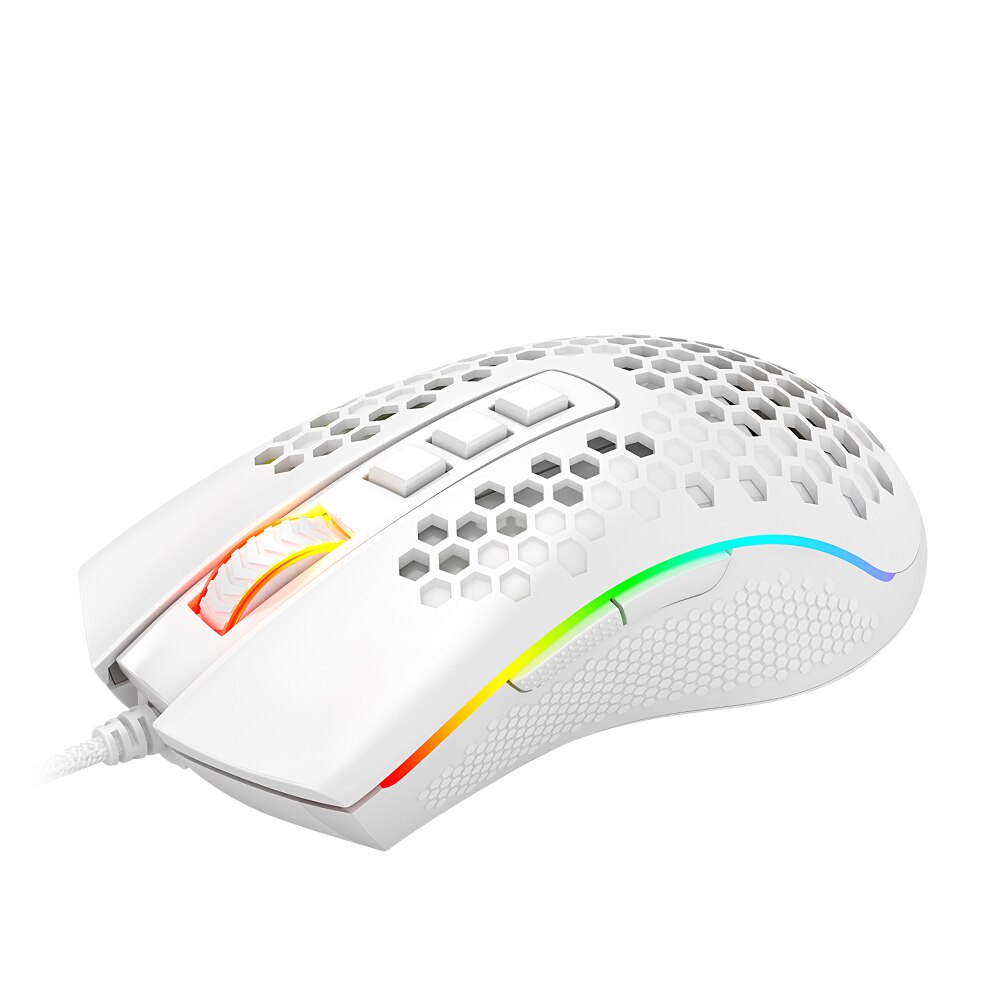 Redragon Storm M808 USB wired RGB Gaming Mouse 12400 DPI programmable game mice backlight ergonomic laptop PC computer: white