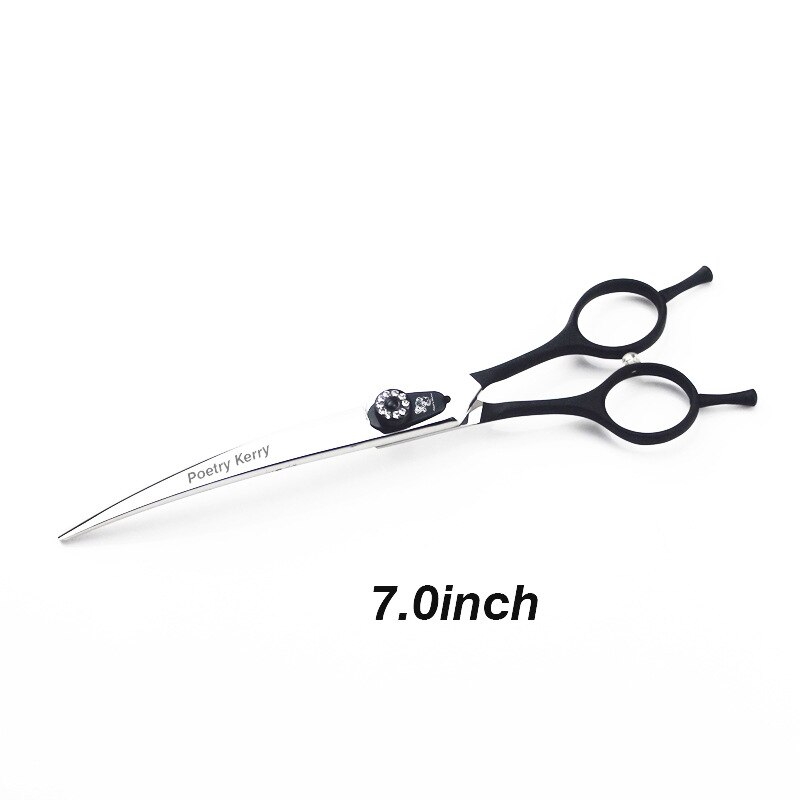 JP440C 7.0 7.5 8.0 Inch Grooming Scissors Curved Shear for Teddy/Pomeranian Dogs Pet Grooming Tools: Black 7inch