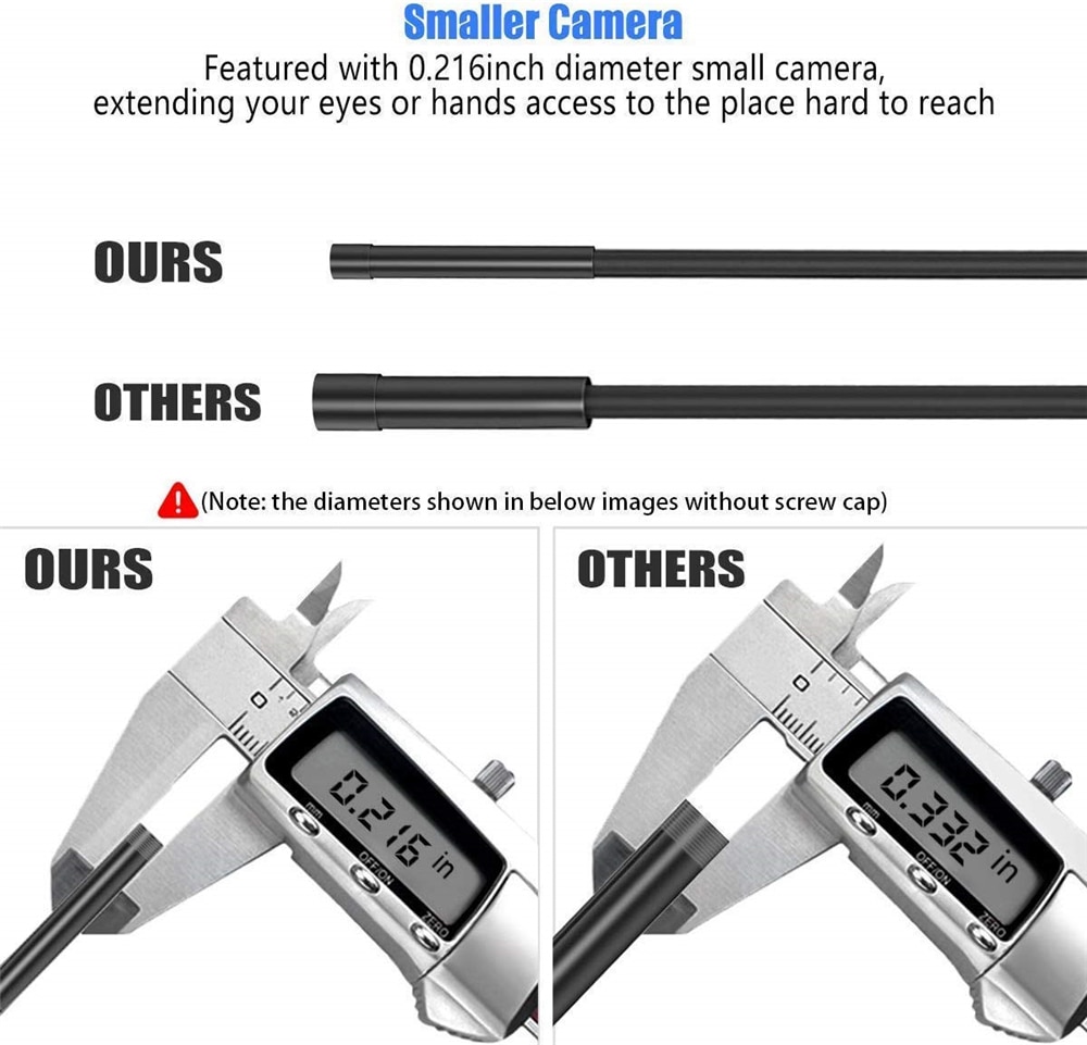 KZYEE WIFI Multifunction Endoscope Camera 5.5mm Lens HD Semi-rigid Waterproof Phone Camera Hard Cable Snake Wireless Borescope