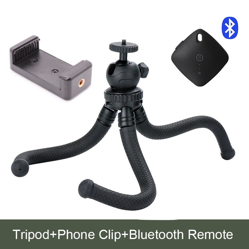 Travel Outdoor Octopus Tripod Mini Bracket Stand Flexible Tripod with Ballhead Phone Mount for Smartphone DSLR Camera Gopro: Tripod Clip Remote