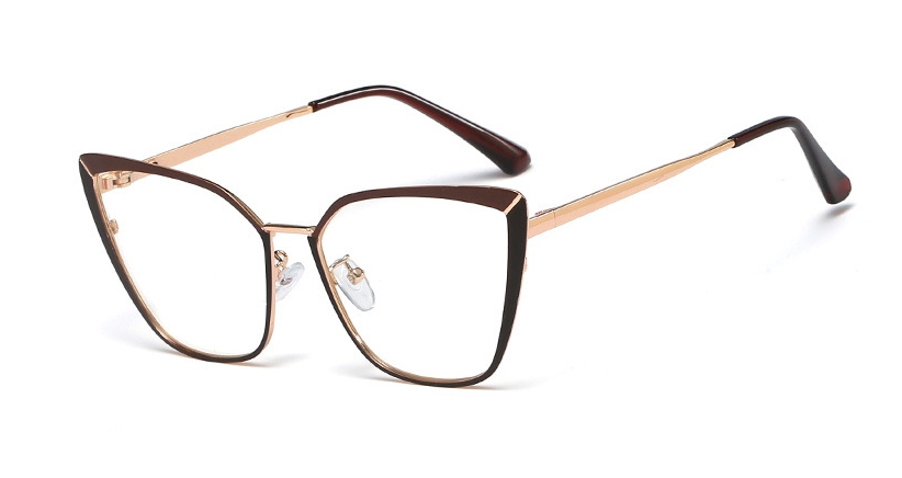 48104 Cat Eye Retro Ultralight Metalen Brilmonturen Mannen Vrouwen Optische Mode Computer Bril: C9 brown