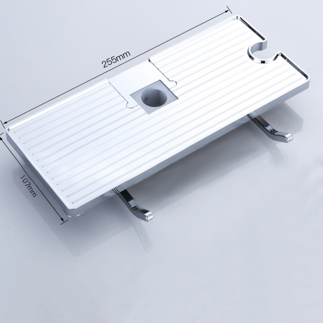 Shower Storage Rack Bathroom Organizer Pole Shelves Shampoo Tray Stand Single Tier No Drilling Lifting Bathroom Accessories: Sliver Round Hole