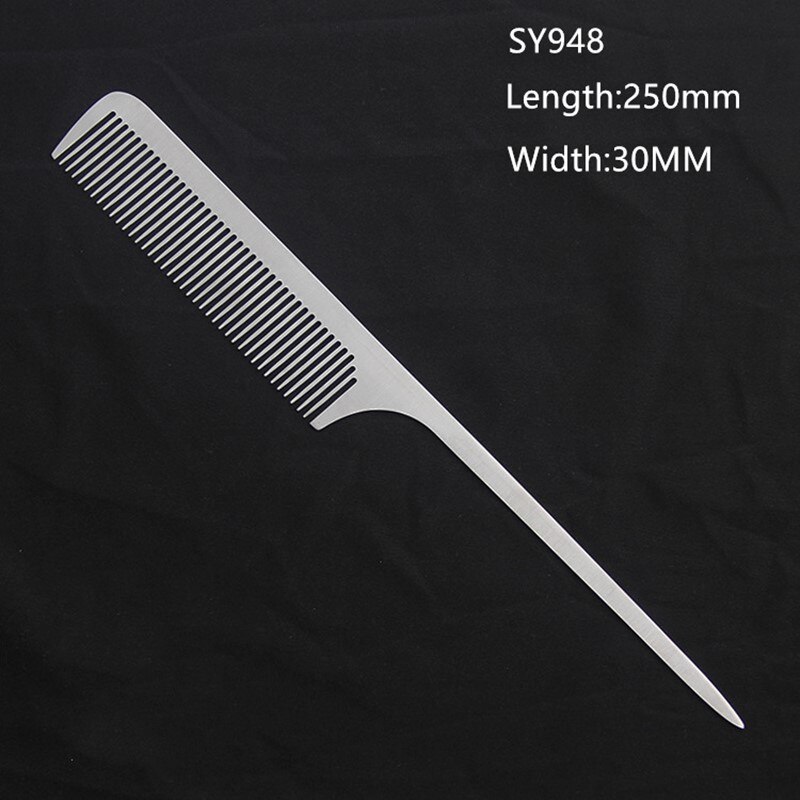 Edelstahl Silber Metall Friseur Kamm Friseur Salon Kämme Entwirren Haar Schneiden Werkzeuge für Männer und Frauen: SY948