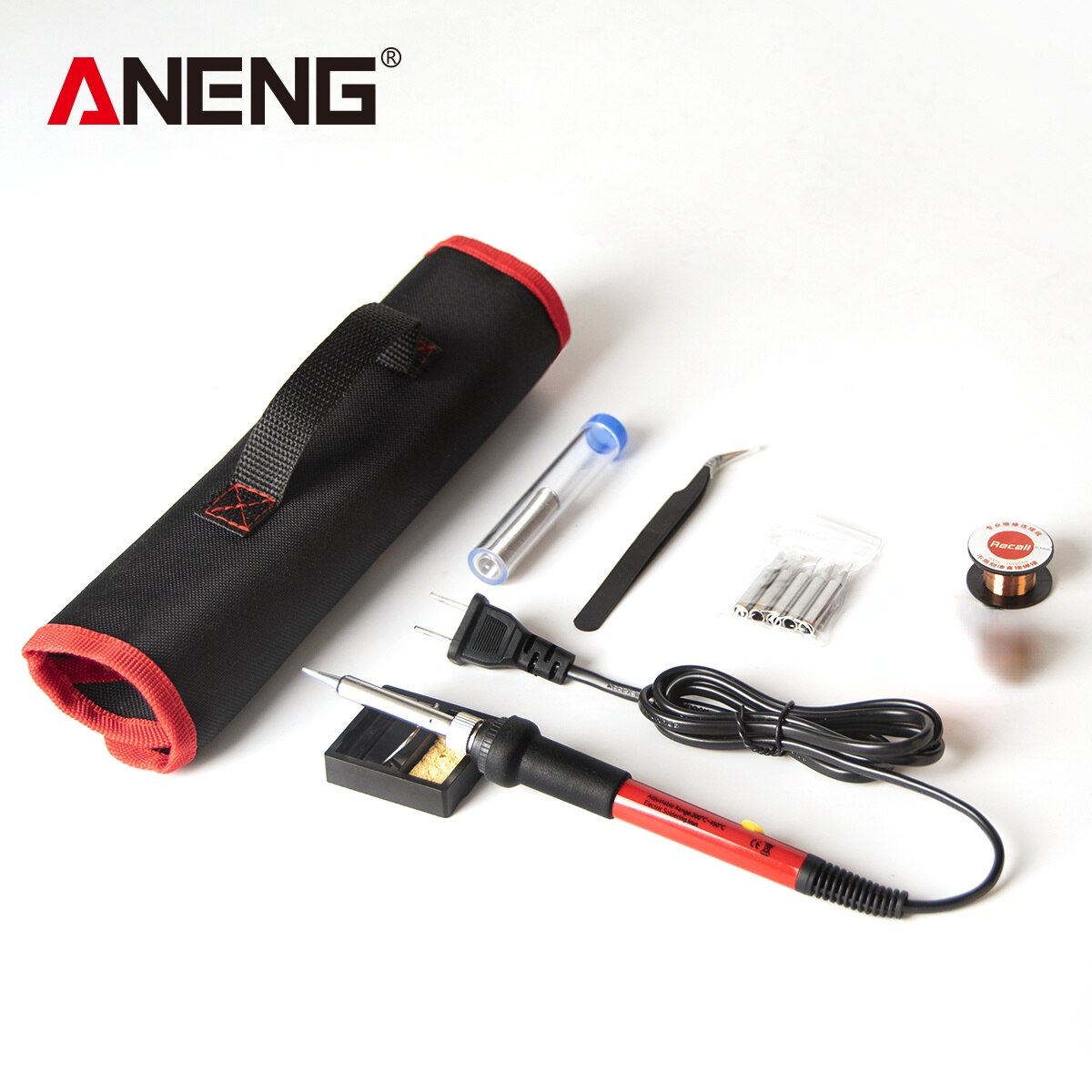 ANENG SL102 60W Digital Electric Soldering Iron kit Adjustable Temperature welding Tools Stand fer a souder solder tip solda: SL101 PRO US plug
